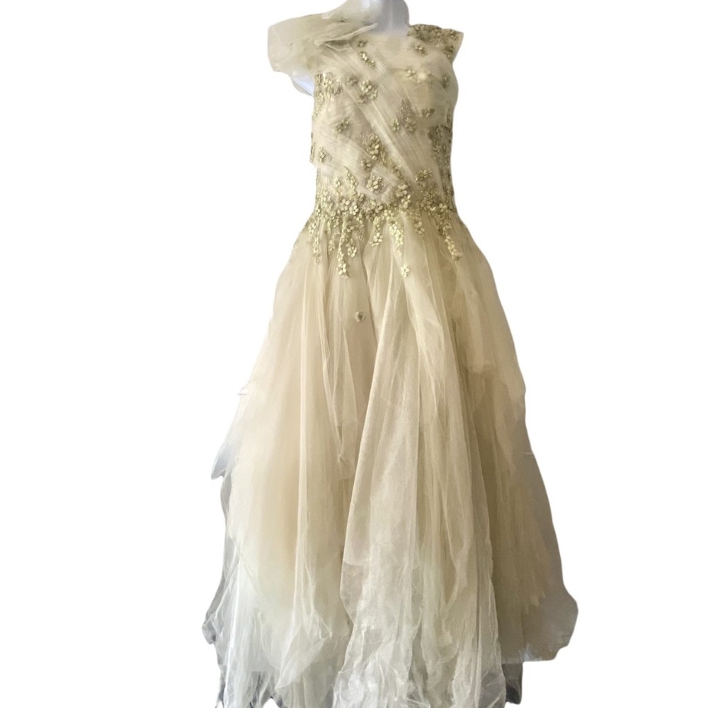 MISCHKA AOKI SOFT GREEN COUTURE GOWN